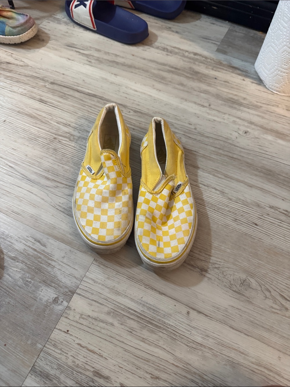 Vans Kids Checkerboard Slip-On Sneakers - Yellow & White